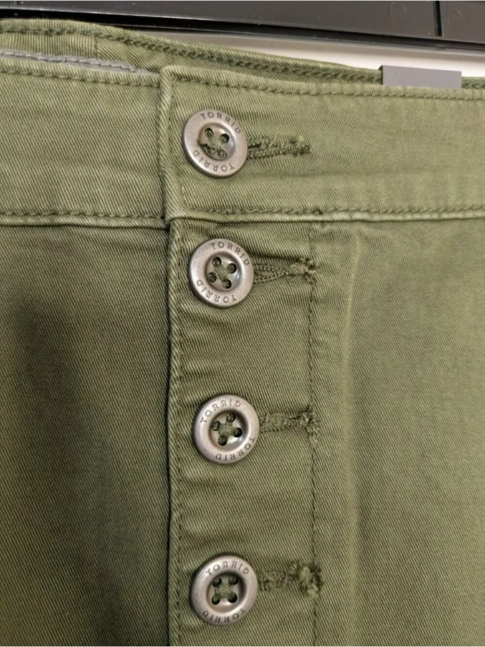 NWT Size 24 Torrid Mini Army Green Twill Button Fly Skirt
